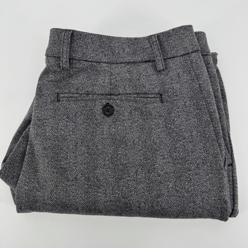 Liverpool Los Angeles Mens 34x30 Gray Herringbone Trousers Dress Pants